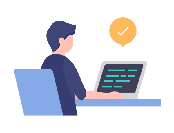 パソコン作業をするイラスト